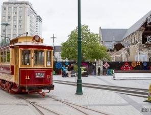 Christchurch City Tram on our Cruise Ship Shore Excursion from Akaroa NZ 2